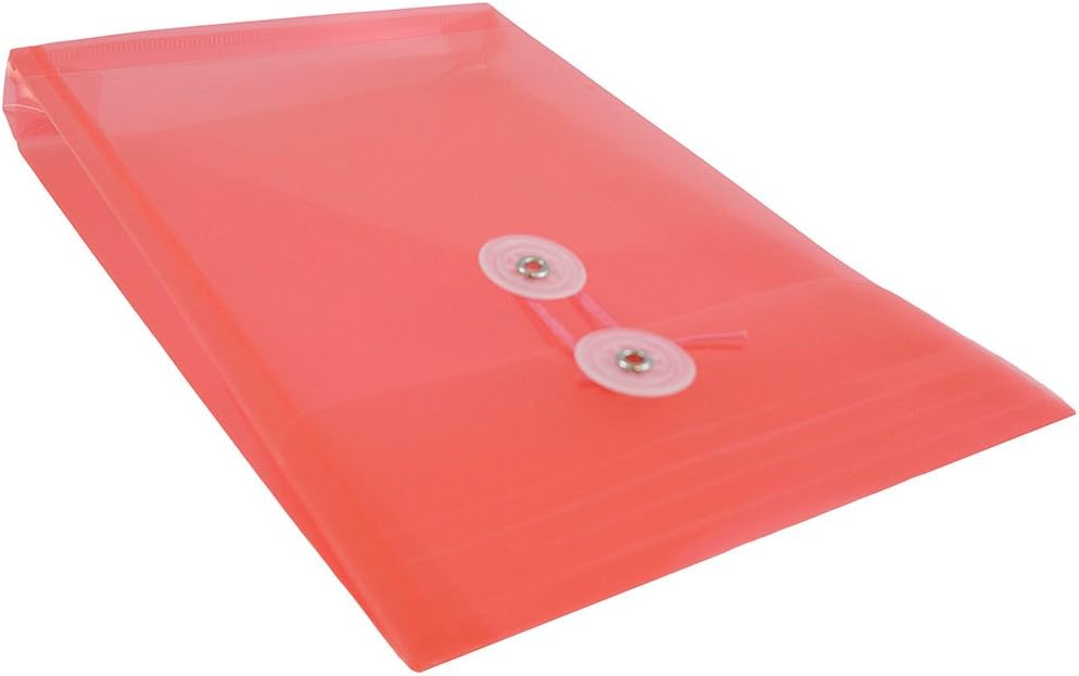 JAM PAPER Open-End Plastic Envelopes, Button & String