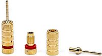 Monoprice 9438 Gold Plated Speaker Pin Plugs - 5 Pairs - Pin Screw Type, For Speaker Wire, Home Theater, Wall Plates And More