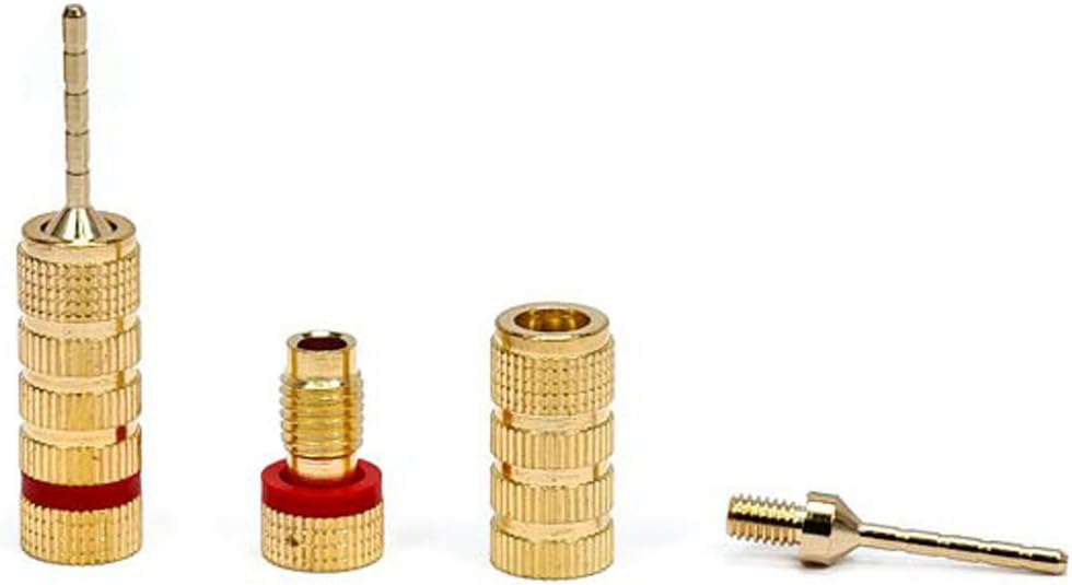 Monoprice 9438 Gold Plated Speaker Pin Plugs - 5 Pairs - Pin Screw Type, For Speaker Wire, Home Theater, Wall Plates And More