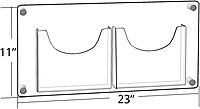 Azar Displays 2-Pocket Acrylic Wall-Mount Brochure Holder, 11inH x 23inW x 1-1/2inD, Clear