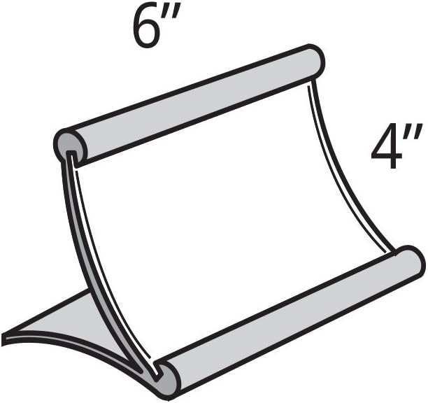Azar Displays 300883 Curved Metal Sign Holder, 6"W x 4"H, Silver