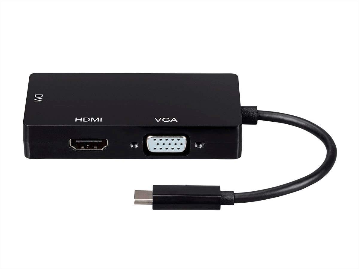 Monoprice USB Type-C to 4K HDMI, Single Link DVI, and VGA Passive Adapter,6in Cable Length, Black - Consul Series