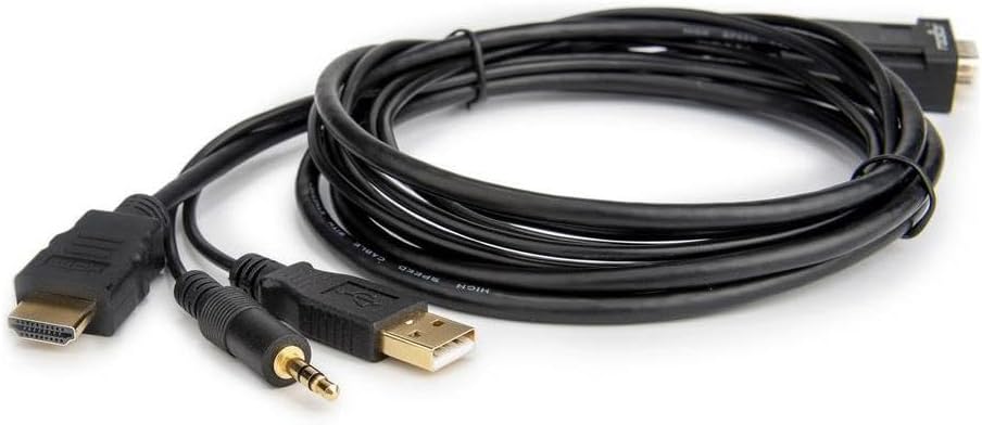 Rocstor Premium 6ft VGA to HDMI Converter Cable with Power and Audio Support M/M - Compatible with Computers, pc, Desktop