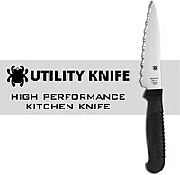 SPYDERCO Lightweight Kitchen Utility Knife with MBS-26 Stainless Steel Blade and Polypropylene Handle