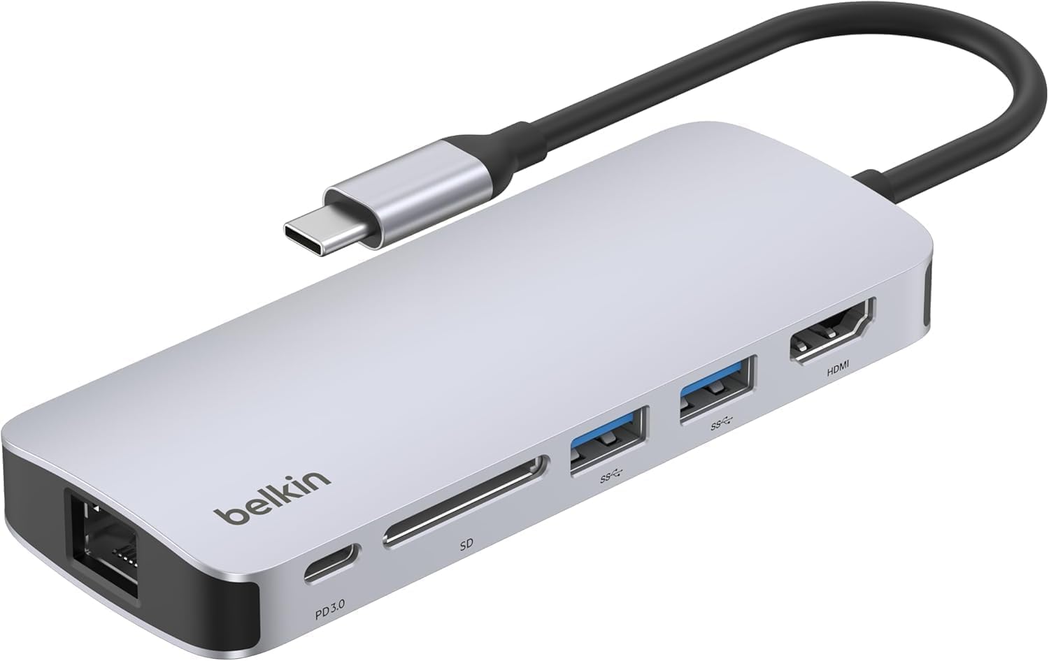 Belkin USB-C Hub - 6-in-1Multi-PortAdapter Dock with 4K HDMI, USB-C 100W PD Pass-Through Charging, 2X USB-A Ports