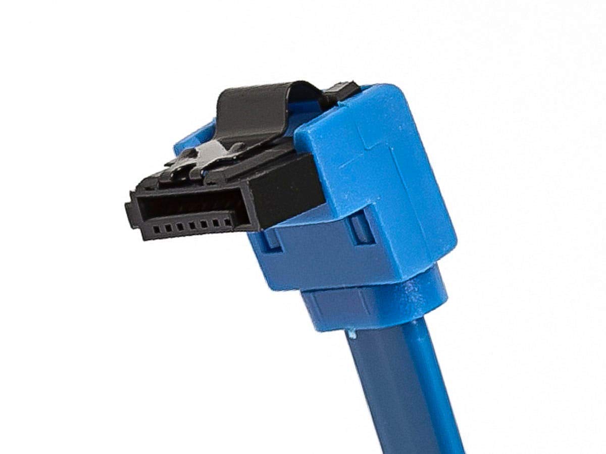 Monoprice SATA III 6.0 Gbps Cable - With Locking Latch, 90-Degree Plug, 1.5 Feet, Blue Blue 18in 1 Pack