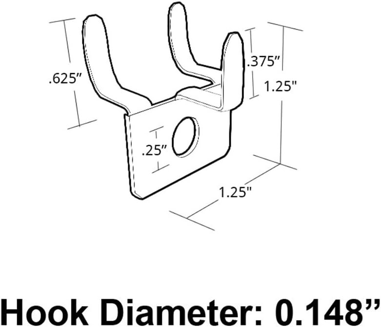 Azar Displays Metal Prong Hooks, 1-1/4inH x 1-1/8inW x 3/8inD, Pack Of 20 Hooks