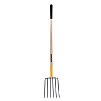 True Temper 6-Tine Steel Manure Fork Pitchfork with Hardwood Handle, 48 in., for Transferring Manure
