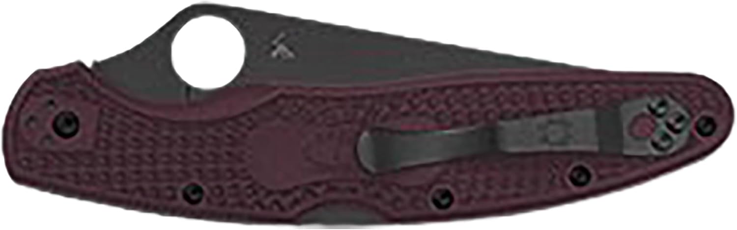 Spyderco Police 4 Lightweight Sprint Run Folding Knife 4.38" CTS-PD#1 Black Plain Blade, Burgundy FRN Handles