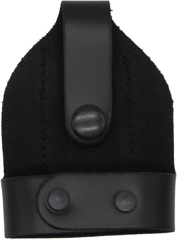 Shield Wallets Bikini Open Top Handcuff Case with Clip and Black Snap Detective Style Black Leather