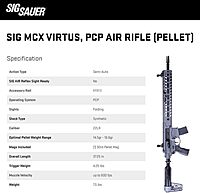 Sig Sauer MCX Virtus PCP Pellet Air Rifle | 30rd RPM .22LR Caliber Semi-Automatic Pre-Charged Pneumatic Rifle for Target