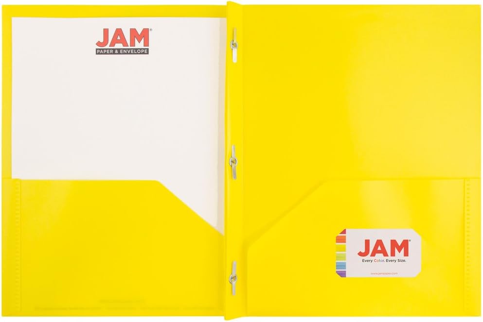 JAM Paper Plastic 2-Pocket POP Folders with Metal Prongs