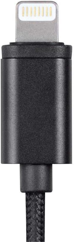 Monoprice MFi Certified Lightning to 3.5mm Jack Audio Adapter - Nylon Braided, Black