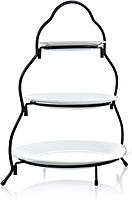 Elama 3-Tier Porcelain Serveware Set with Metal Rack