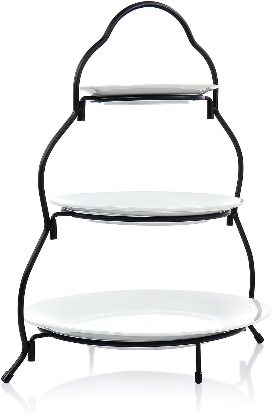 Elama 3-Tier Porcelain Serveware Set with Metal Rack