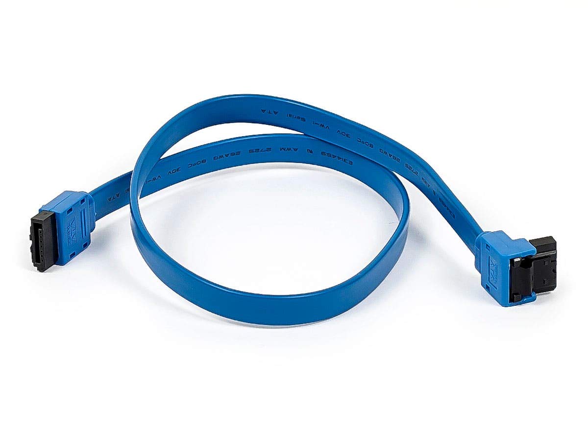 Monoprice SATA III 6.0 Gbps Cable - With Locking Latch, 90-Degree Plug, 1.5 Feet, Blue Blue 18in 1 Pack