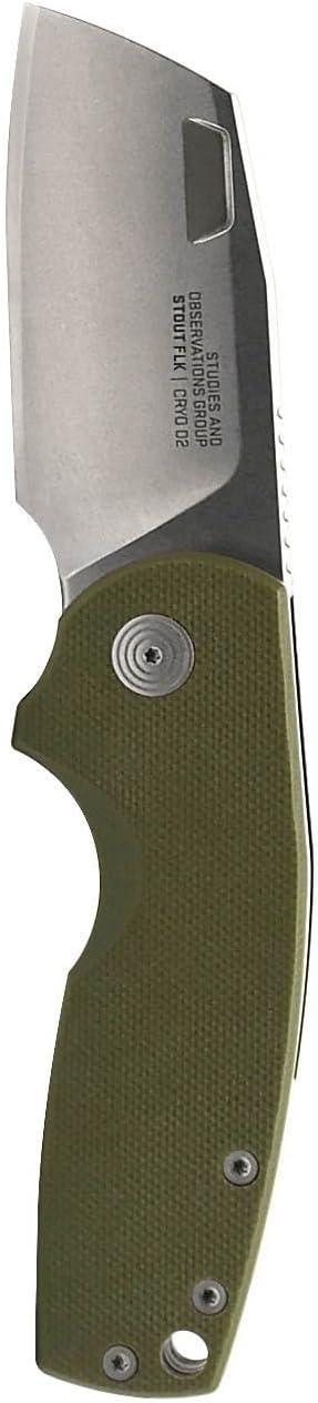 SOG Stout FLK Cleaver Daily Carry Folding Knives | G10 & Steel Handle | CRYO D2 Steel Blade | Short-Blade Frame Lock Folder