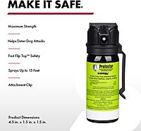 SABRE RED SABRE Protector Dog Pepper Spray & Belt Clip, Fast Flip Top Safety, 7 Bursts, 15-Foot (4.6-Meter) Range