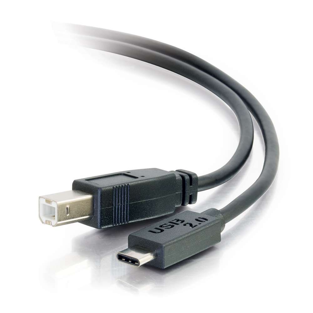 Legrand - C2G USB C to B Cable, Female to Male USB Cable, USB 2.0 Cable, 6 Foot Data Transfer Cable, Black USB Cord, 1 Count