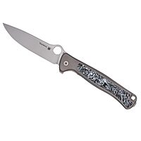 Spyderco Slym Ultralight Folding Knife - M390 Steel Blade with Titanium/Carbon Fiber Handle, R.I.L Lock, PlainEdge - C271TIP