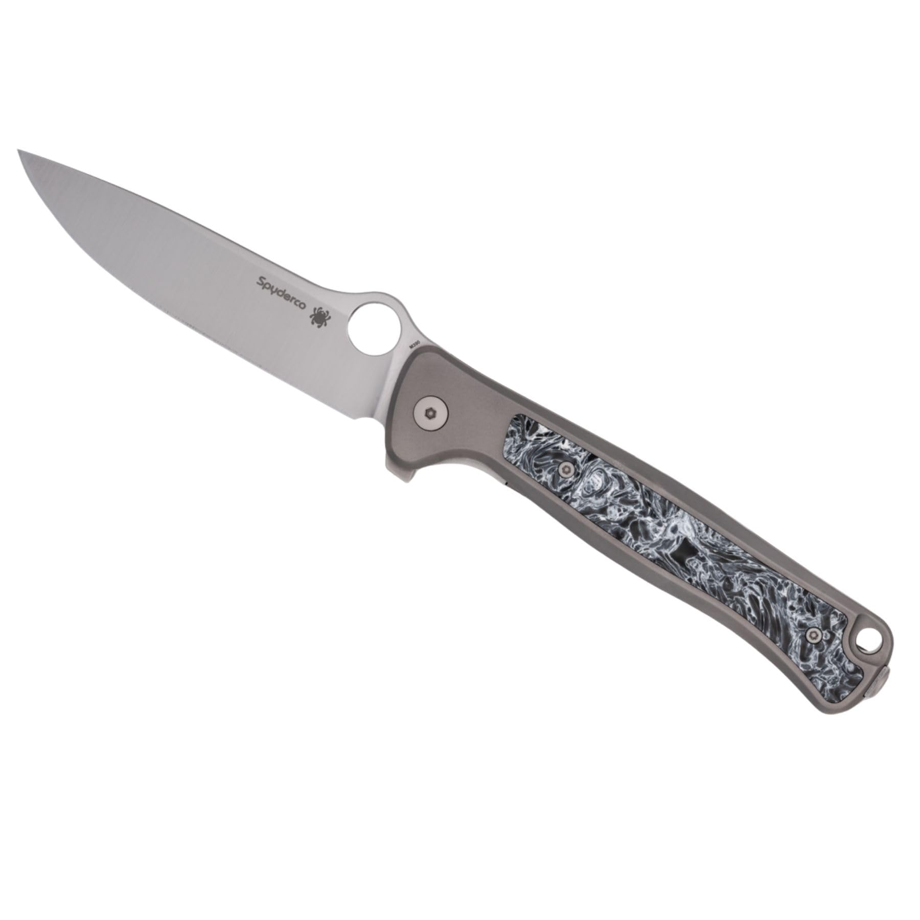 Spyderco Slym Ultralight Folding Knife - M390 Steel Blade with Titanium/Carbon Fiber Handle, R.I.L Lock, PlainEdge - C271TIP