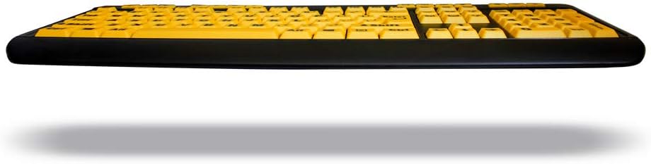 AKB-132UY - Luminous 4 X Large Print Multimedia Desktop USB Keyboard, Black Yellow No Size