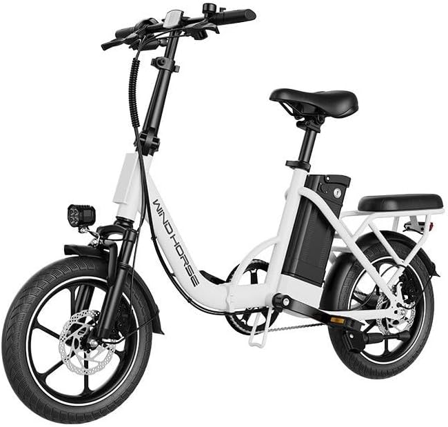 WINDHORSE Folding Electric Bike with 350W High Speed Motor| 36V 8AH Battery|W2B white| 40 KM/H Speed| 35 KM Range| Dual Disk Brakes| Carbon Alloy Frame and 16 Inches Tires| Front Suspension Fort WINDHORSE Folding Electric Bike with 350W High Speed Motor| 36V 8AH Battery|W2B white| 40 KM/H Speed| 35 KM Range| Dual Disk Brakes| Carbon Alloy Frame and 16 Inches Tires| Front Suspension Fort