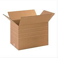 Partners Brand Multi-Depth Corrugated Boxes, 20in x 16in x 14in, Scored 12in, 10in, 8in, Kraft, Pack Of 20