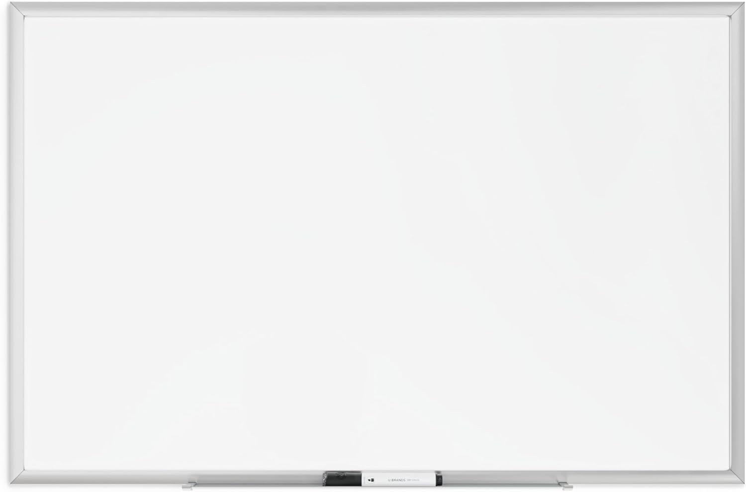 U Brands Magnetic Dry-Erase Board, 36" x 24" Silver Aluminum Frame, Includes Marker (Actual 35" x 23")