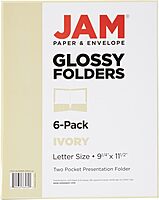 JAM PAPER Laminated Two-Pocket Glossy Presentation Folders - Letter Size