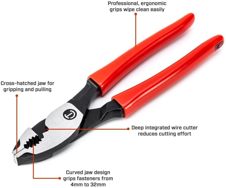 Crescent Z2 Dipped Handle Slip Joint Pliers - Plumbing, Home Improvement Hand Tool with Comfort Grip - 8" - HTZ28