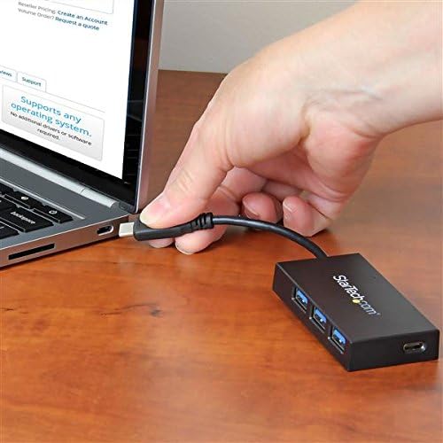StarTech.com 4-Port USB 3.0 Hub - Powered USB 3.0 Hub - USB-C to 1x USB-C and 3X USB-A Adapter - USB 3.0 (5Gbps)