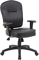 Boss Office Products Leather Task Adjustable Arms Chair, Black