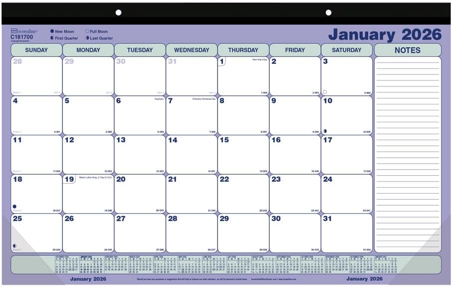 Brownline® 2026 Monthly Desk Pad Calendar, 12 Months, January to December, 17.75" x 10.875" (C181700-26)