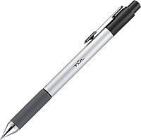 TUL BP3 Ballpoint, Retractable, Fine Point, 0.8 mm, Silver Barrel, Black Ink, Pack Of 12