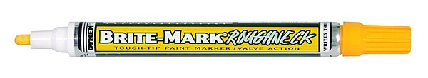 DYKEM Brite-Mark Rough Neck Tough Tip Marker, Yellow, 0.09 inches (84204)