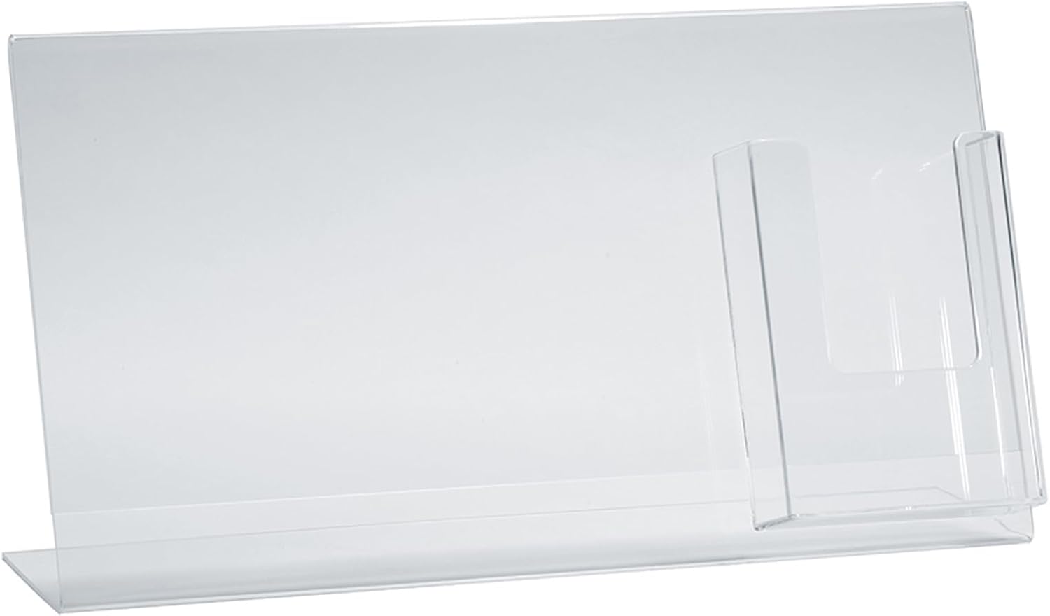 Azar Displays Acrylic Horizontal/Vertical L-Shaped Sign Holders With Brochure Pocket, 8-1/2inH x 16inW x 3inD, Clear