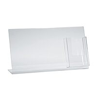 Azar Displays Acrylic Horizontal/Vertical L-Shaped Sign Holders With Brochure Pocket, 8-1/2inH x 16inW x 3inD, Clear, Pack Of 2 Holders