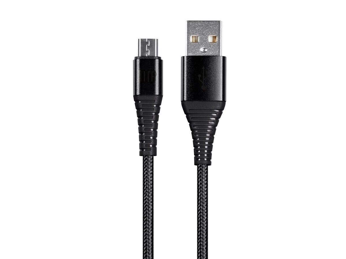 Monoprice USB 2.0 Micro B to Type A Charge & Sync Cable - 3 Feet - Black | Nylon-Braid, Durable