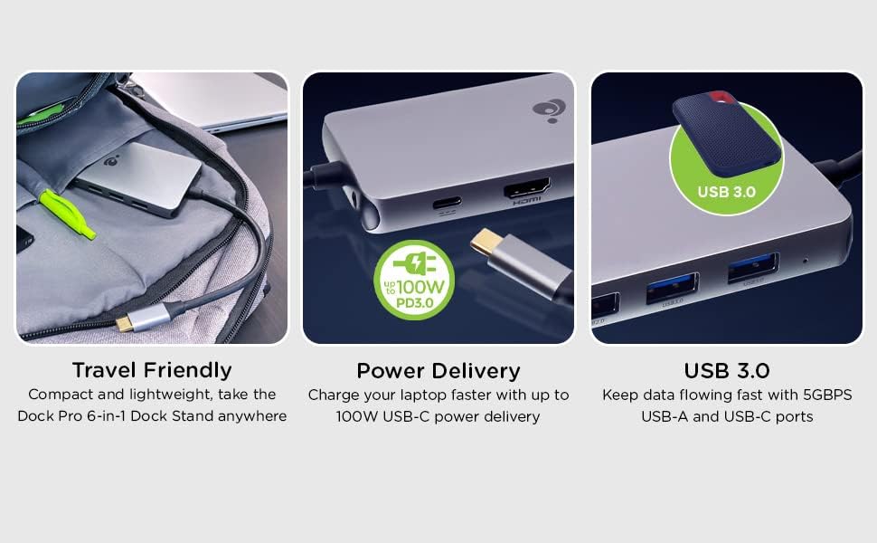 IOGEAR USB-C Triple Display Dock Station - 4K 60Hz - 2 HDMI - 1 DisplayPort - 2 USB2 - 2 USB3 - Ethernet - 3.5mm Audio