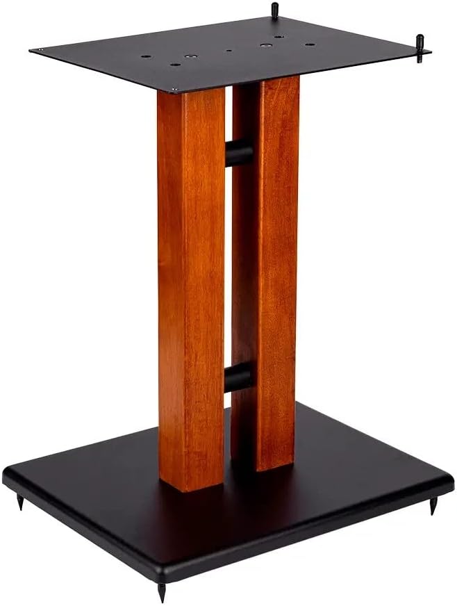 Monolith 18in Cherry Wood Speaker Stand with Adjustable Top Plate, Cherry (Each) Hold Speakers Weighing Up to 75 Pounds