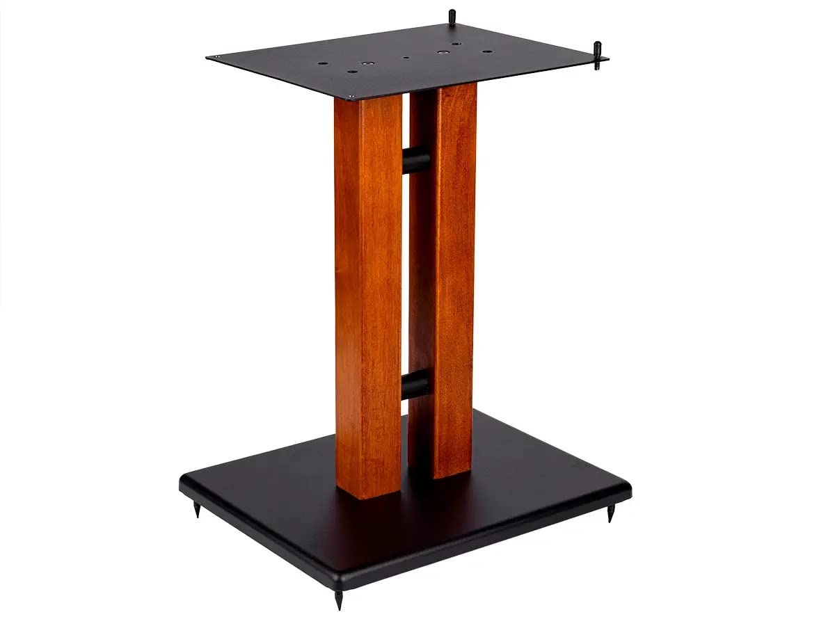 Monolith 18in Cherry Wood Speaker Stand with Adjustable Top Plate, Cherry (Each) Hold Speakers Weighing Up to 75 Pounds