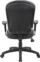 Boss Office Products Leather Task Adjustable Arms Chair, Black