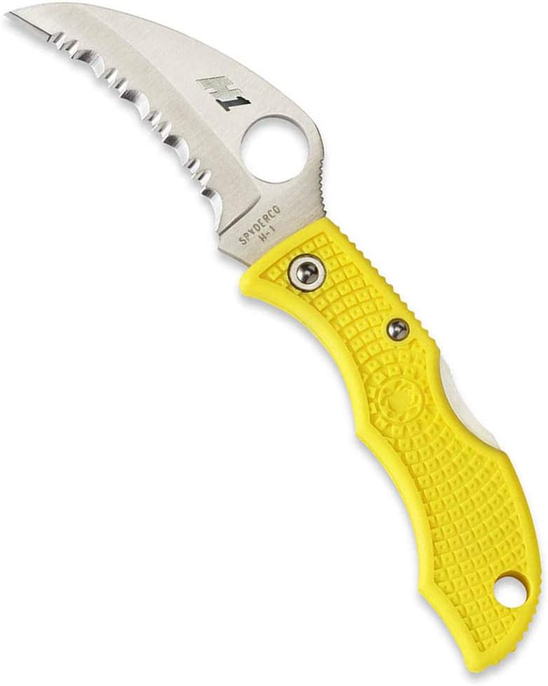 Spyderco Ladybug 3 Salt Lightweight Knife with 1.88" Corrosion Resistant H-1 Hawkbill Blade and Durable Hi-Viz Yellow FRN