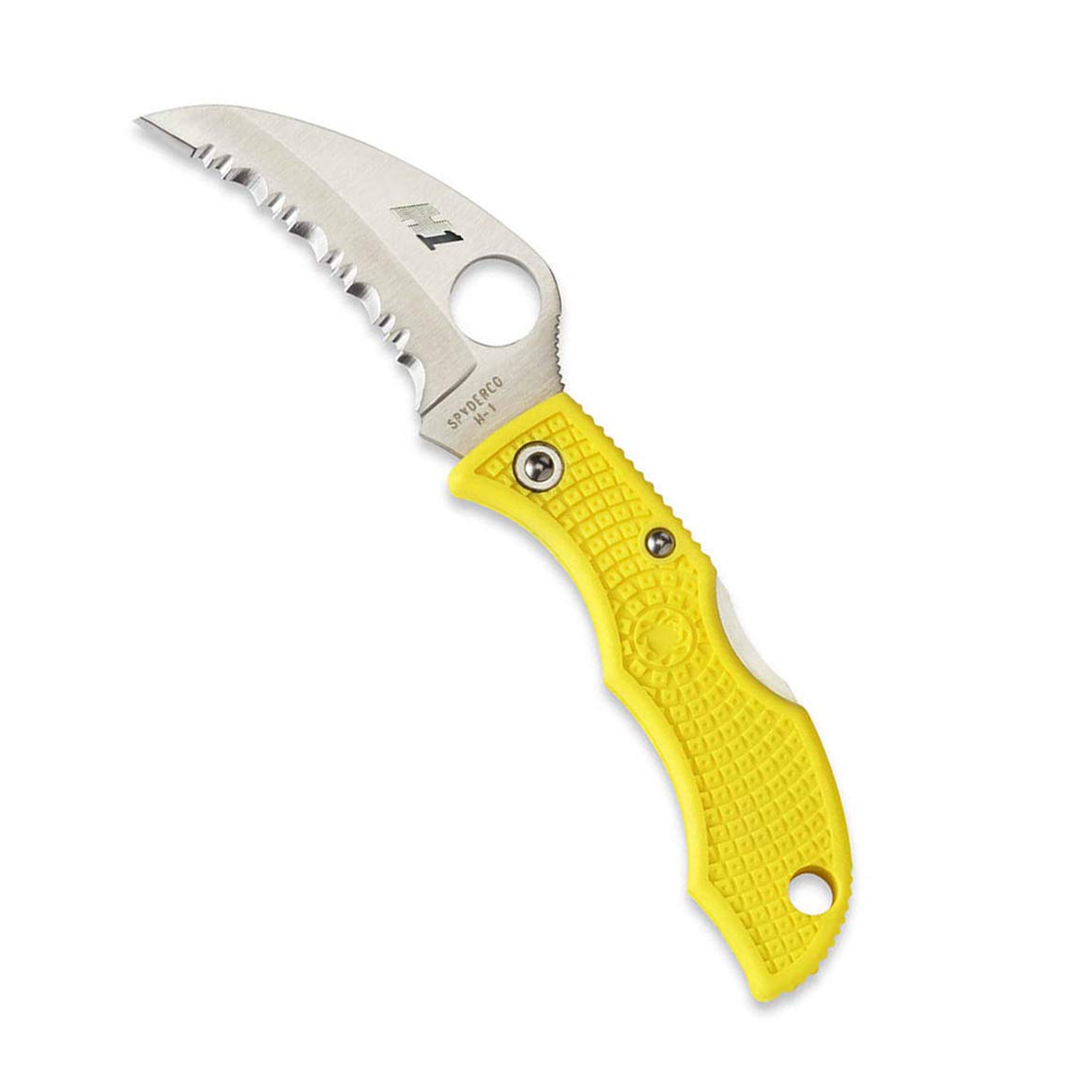 Spyderco Ladybug 3 Salt Lightweight Knife with 1.88" Corrosion Resistant H-1 Hawkbill Blade and Durable Hi-Viz Yellow FRN