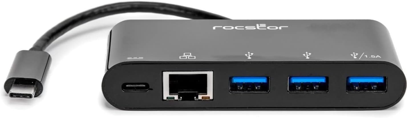 Rocstor USB-C to 3-Port USB-A, USB-C & RJ45 Multiport Adapter - USB 3.0 Hub