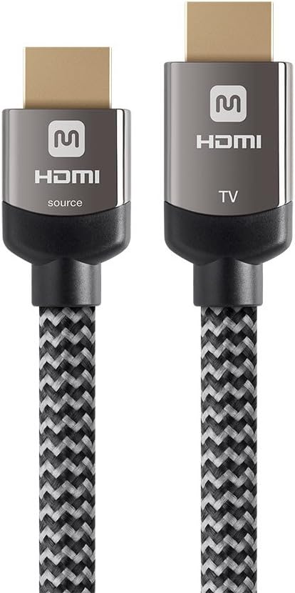 Monoprice 4K High Speed HDMI Cable - Braided - 4K@60Hz, 18Gbps, HDR, CL3 In-Wall Rated, 50ft, Grey