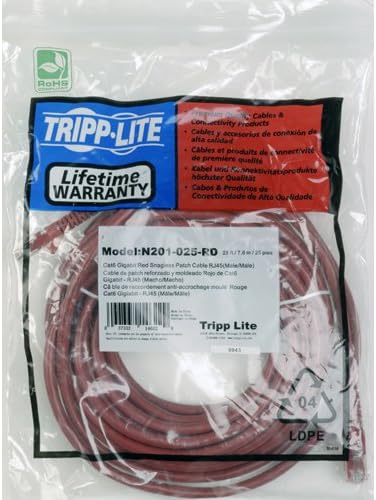 Eaton Tripp Lite Series Cat6 Gigabit Snagless Molded (UTP) Ethernet Cable (RJ45 M/M), PoE, Red, 5 ft. (1.52 m) - N201005RD