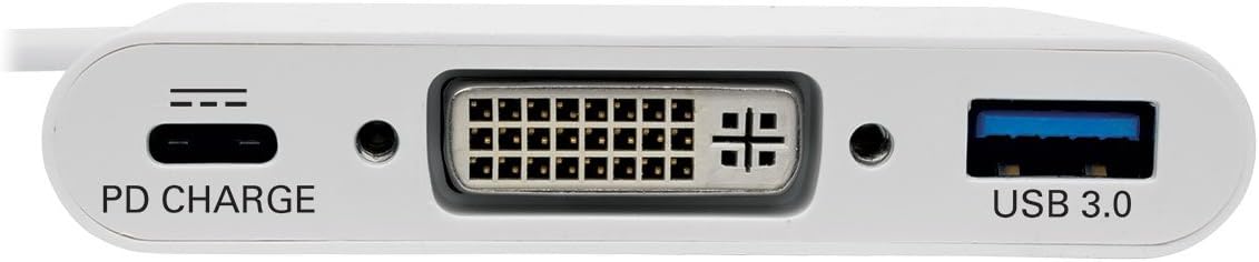 Tripp Lite USB C to DVI Multiport Video Adapter Converter 1080p w/ USB-A Hub & USB-C PD Charging Port