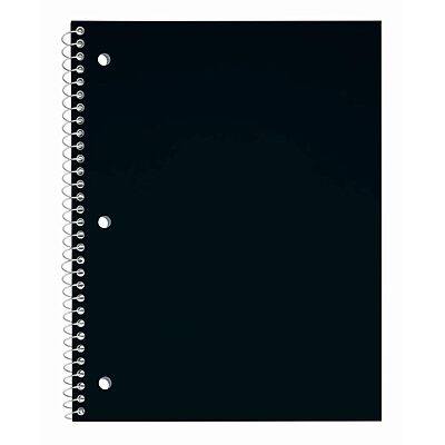 Just Basics® Poly Spiral Notebook, 8 1/2" x 10 1/2", College Ruled, 140 Pages (70 Sheets), Black